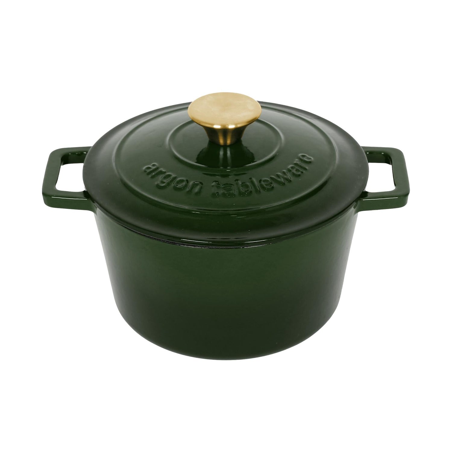 2.8L Dark Green Round Cast Iron Casserole Dish
