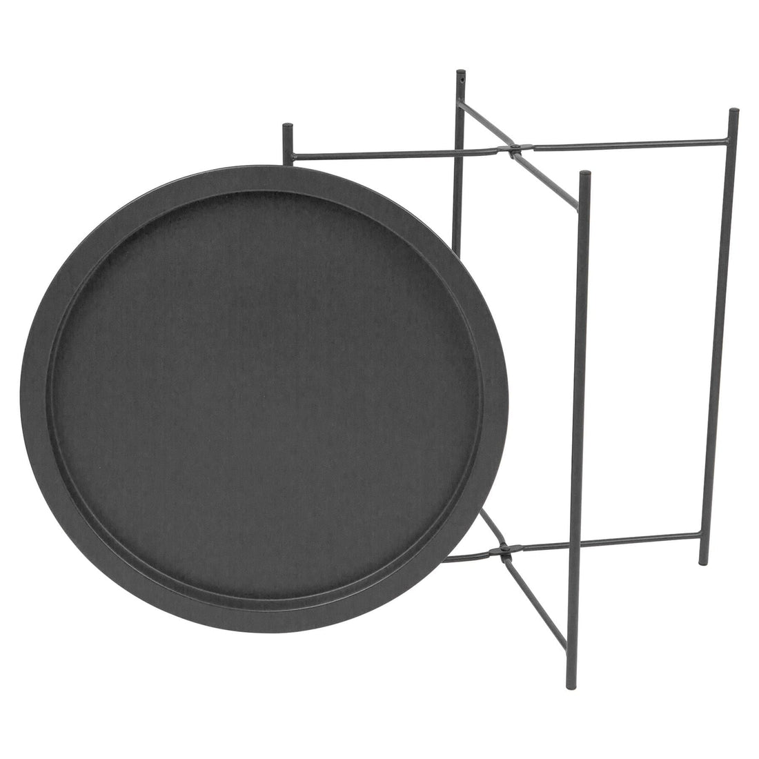 Black Round Steel Tray Table