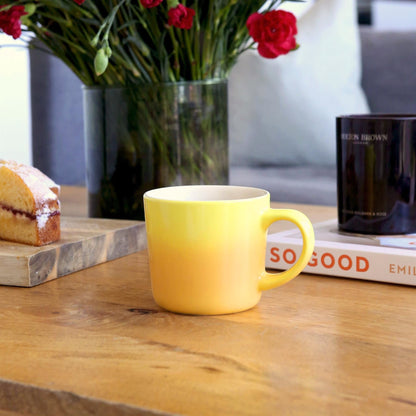 330ml Yellow New Bone China Ombre Mugs - Pack of Six