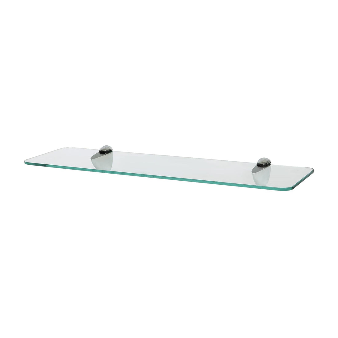 50cm Rounded Floating Glass Shelf with Chrome Fixings