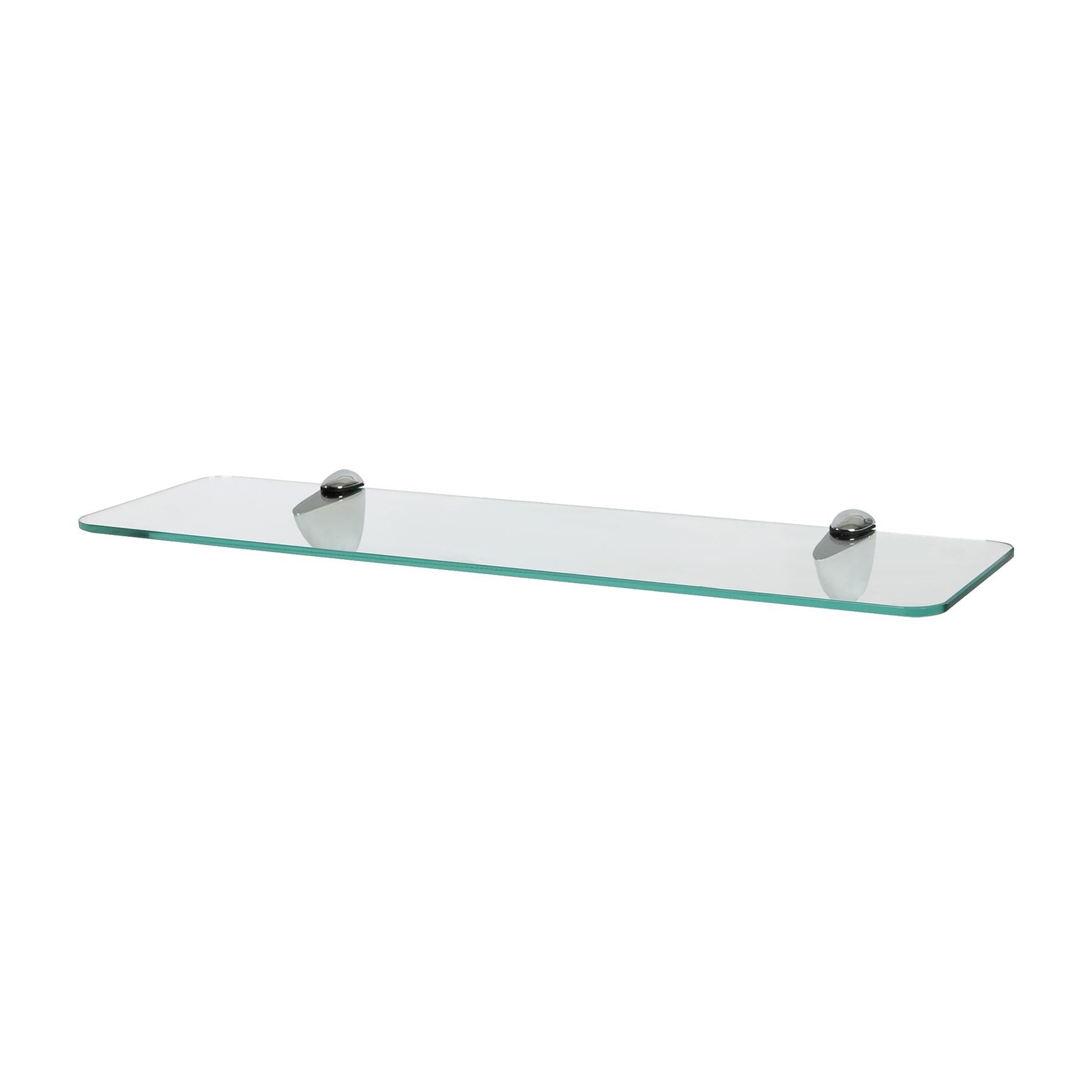 50cm Rounded Floating Glass Shelf with Chrome Fixings