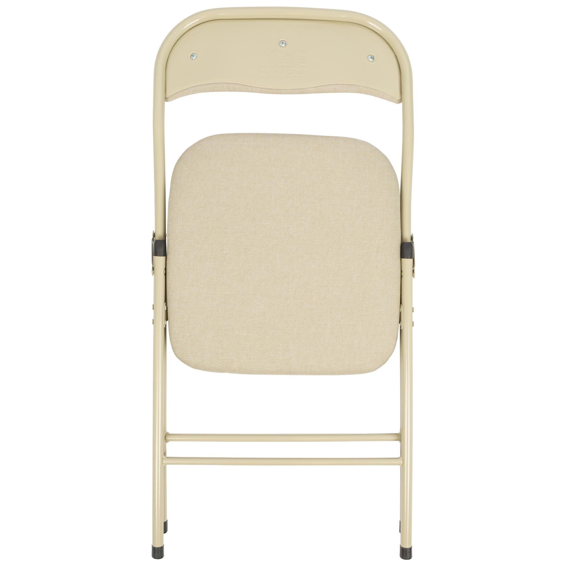 Beige Fabric Padded Folding Chair - Pack of Six