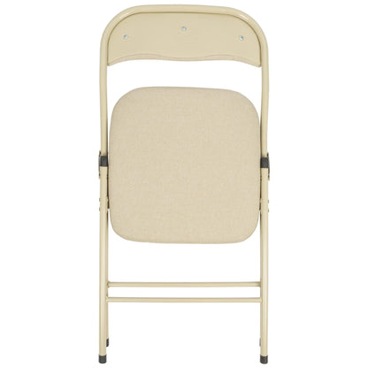 Beige Fabric Padded Folding Chair - Pack of Six