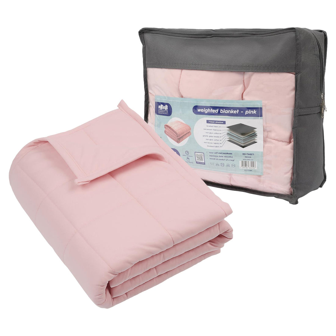 Weighted Blanket with Storage Bag - 125 x 150cm - 4kg - Pink