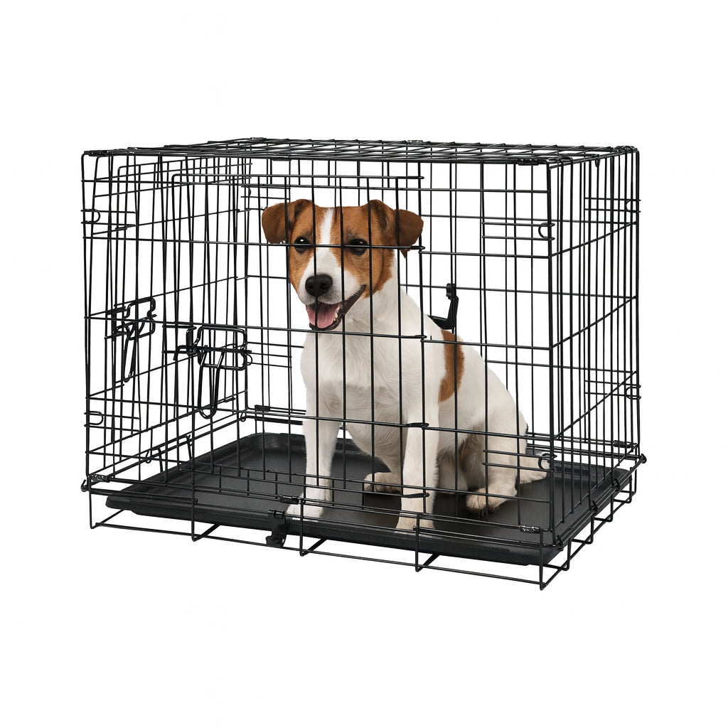 2 Door Metal Dog Crate with Removable Tray - Small