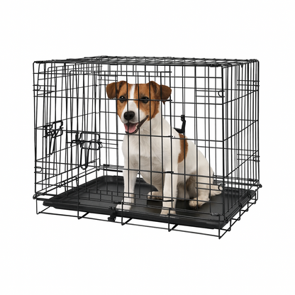 2 Door Metal Dog Crate with Removable Tray - Small