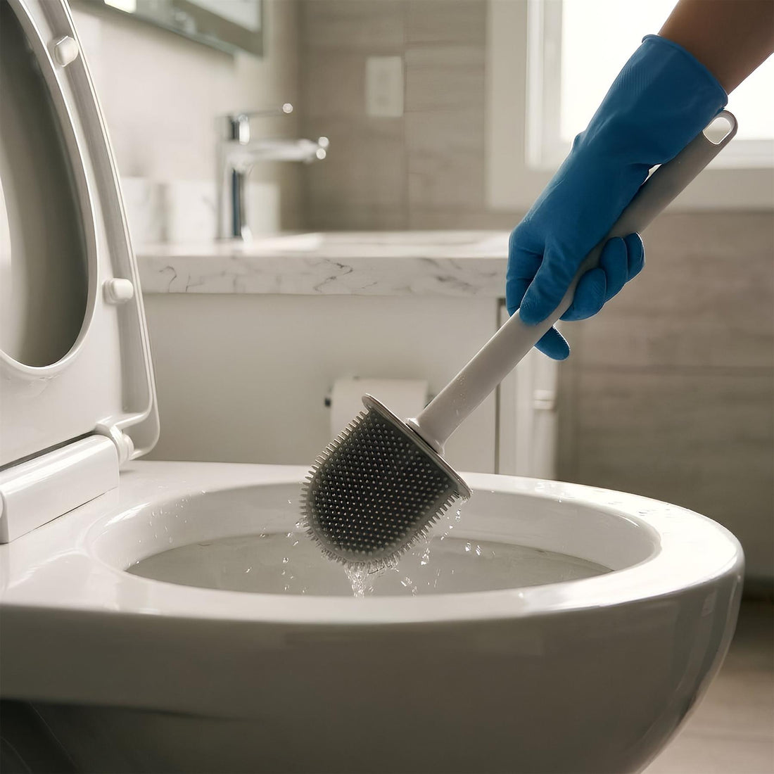 Wall-Mounted Toilet Brush and Holder Set - White