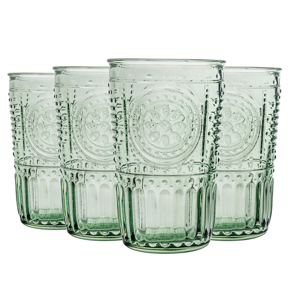 340ml Green Romantic Highball Glasses - Pack of Four
