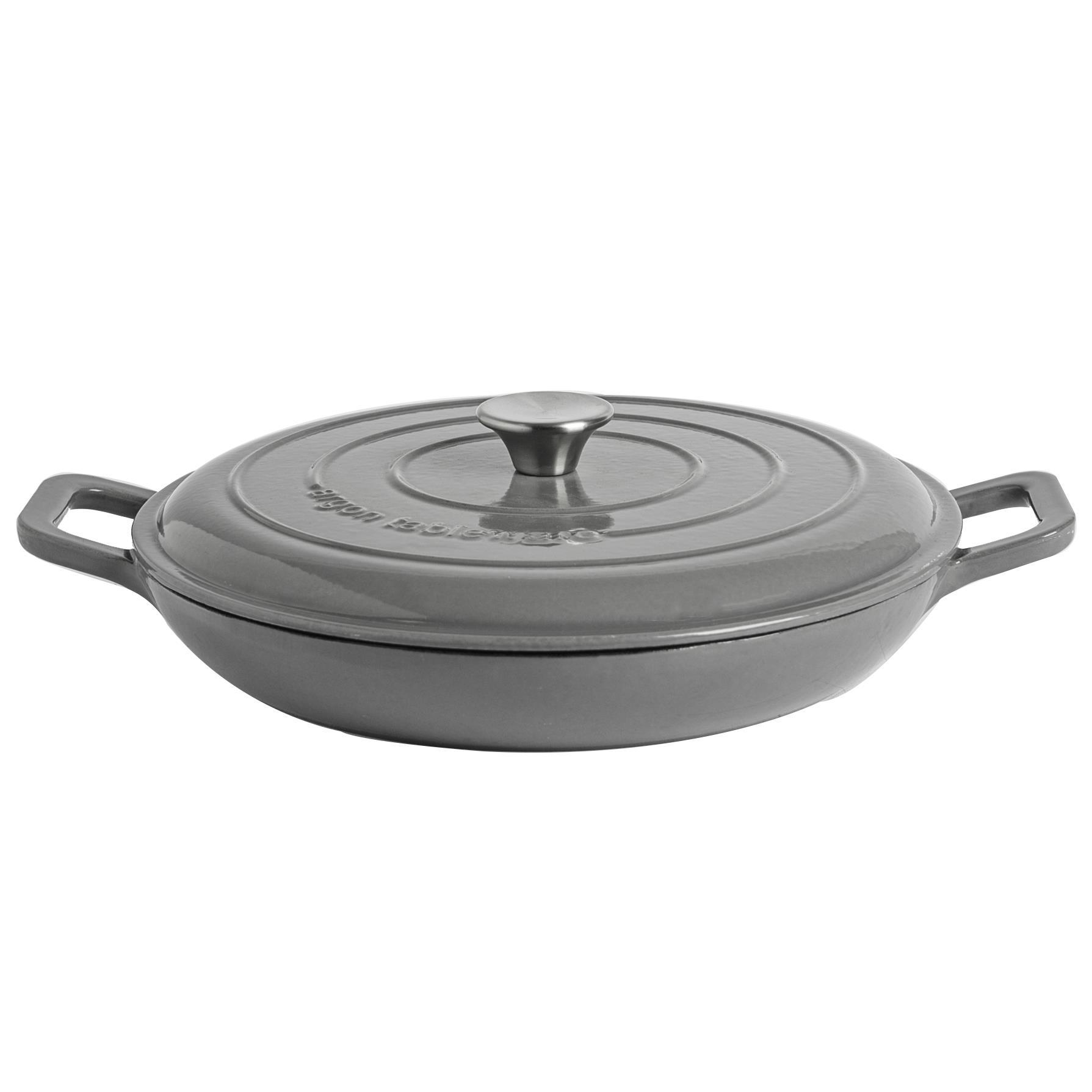 2.3L Dark Grey Cast Iron Shallow Casserole Dish