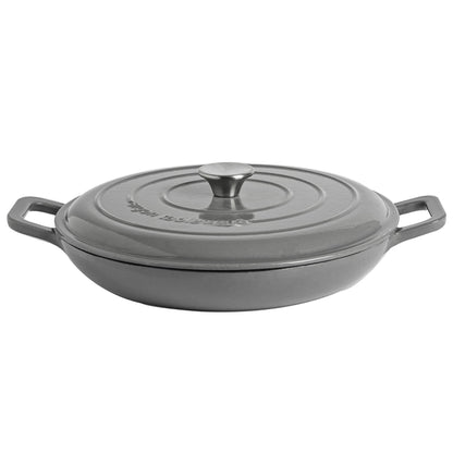 2.3L Dark Grey Cast Iron Shallow Casserole Dish