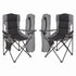 Padded Folding Camping Chairs Set - Black/Grey - Pack of 2