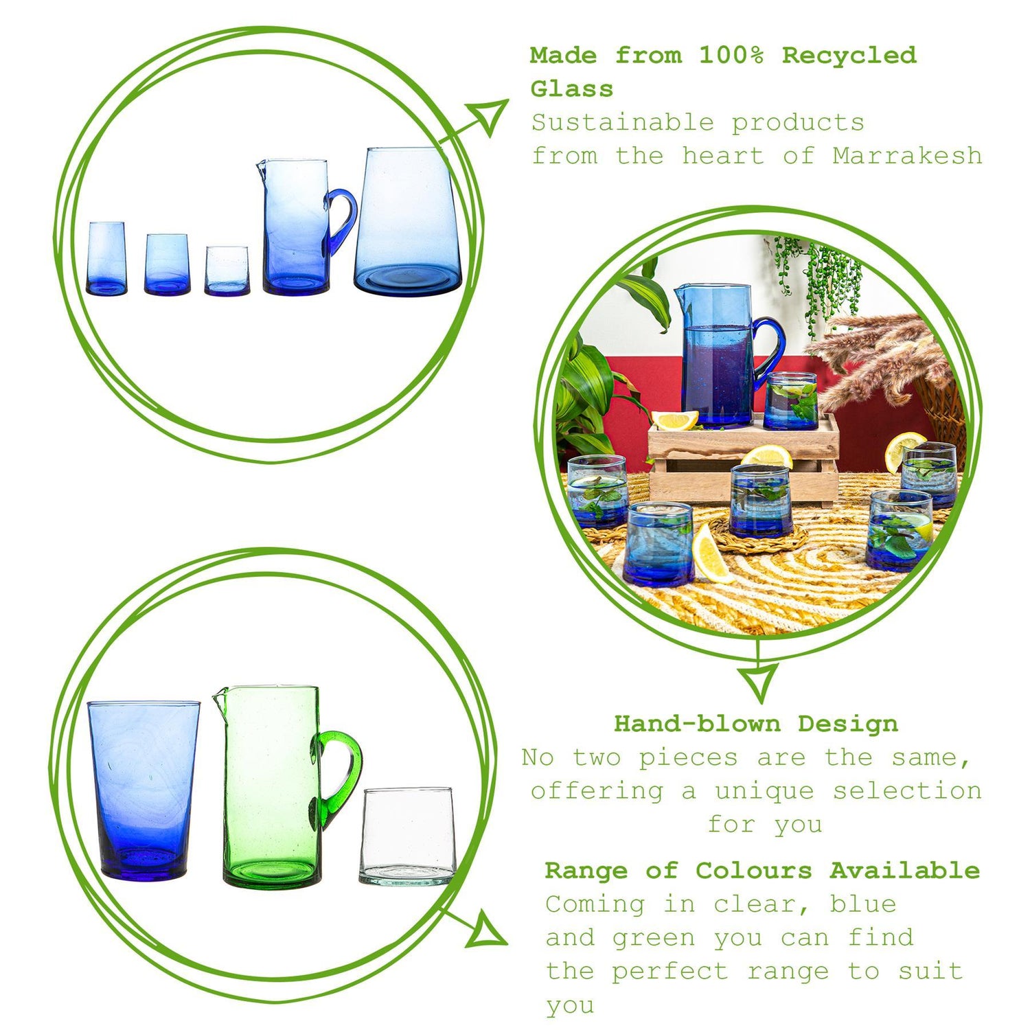 1L Jebel Blue Recycled Glass Jug