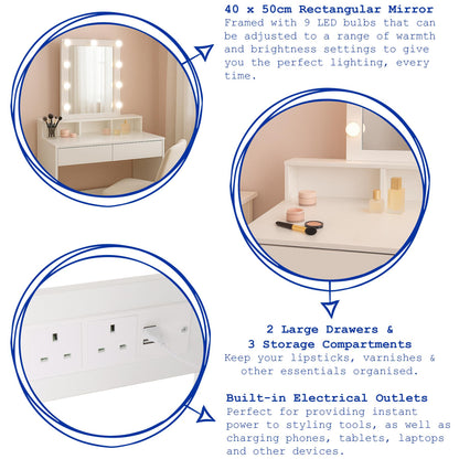 Wooden Dressing Table with LED Lights