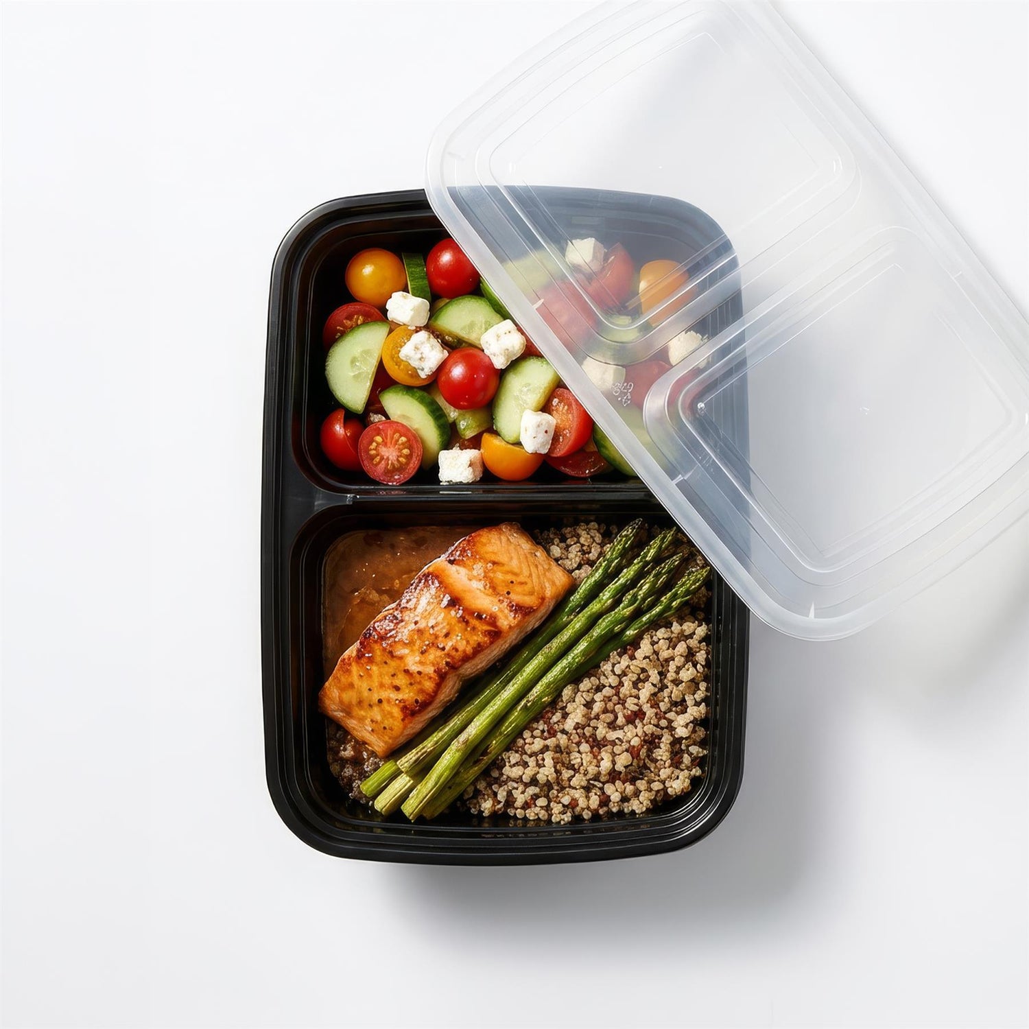 Reusable Meal Prep Containers - 2 Compartments (800ml) - Pack of 10