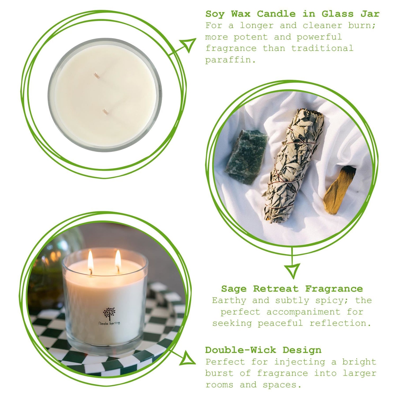 Soy Wax Scented Candle - 400g - Sage Retreat