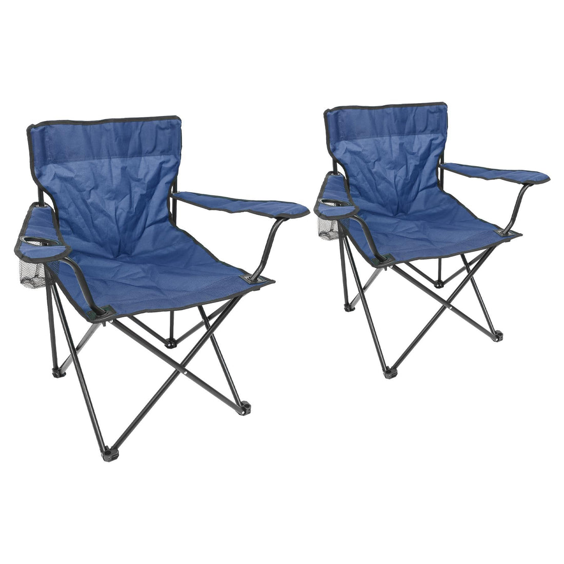 Folding Navy Canvas Camping Chairs - Pack of 2