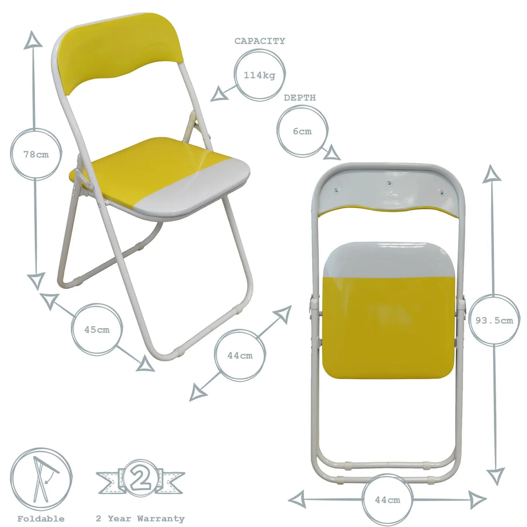 Yellow Wave Padded Folding Chair