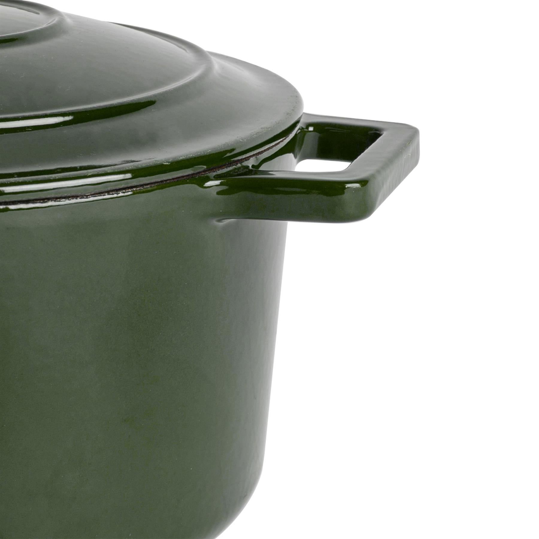 4.5L Dark Green Cast Iron Casserole Dish