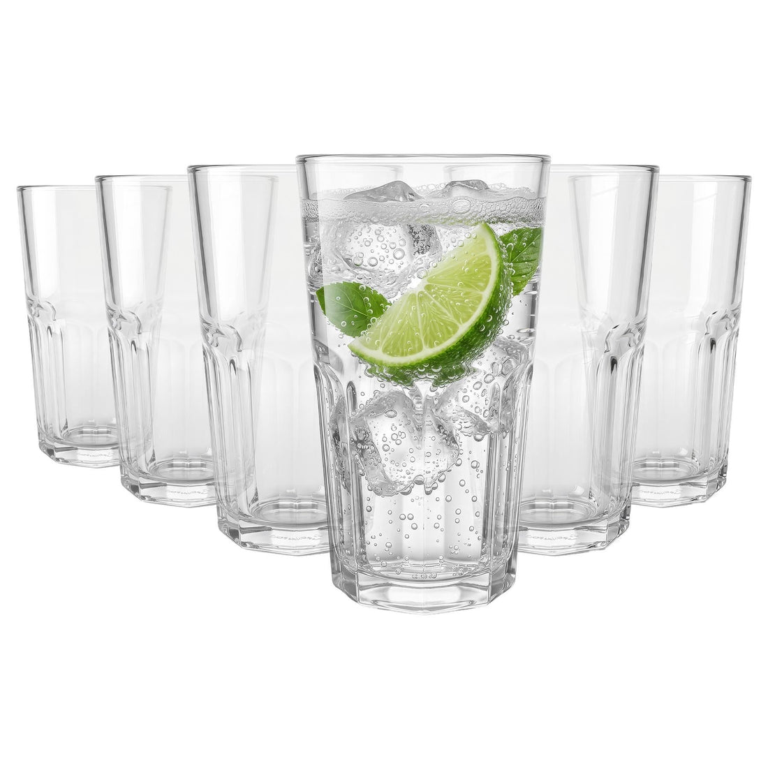 400ml Panelled Highball Glasses - Pack of 6