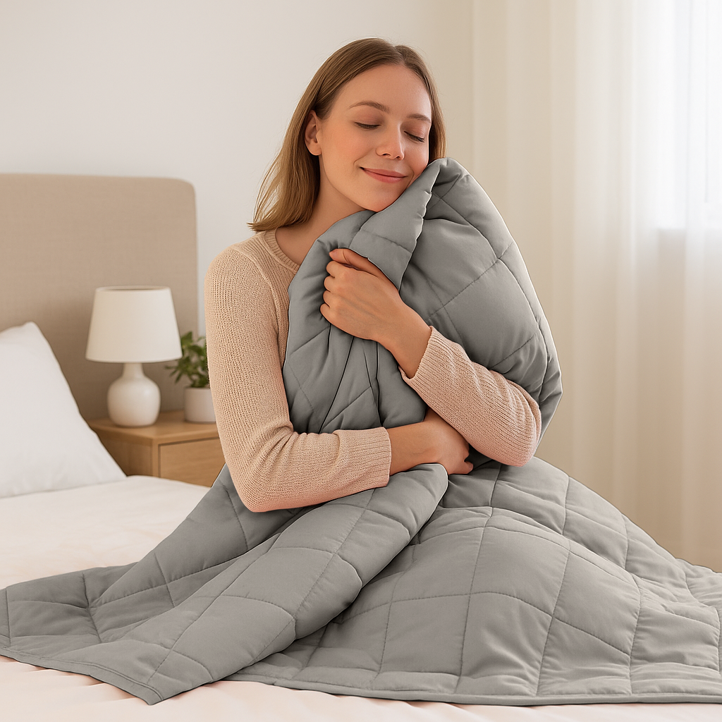 Weighted Blanket with Storage Bag - 150 x 200cm - 8kg - Grey