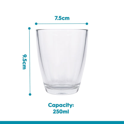 250ml Conical Glass Tumblers - Pack of 6
