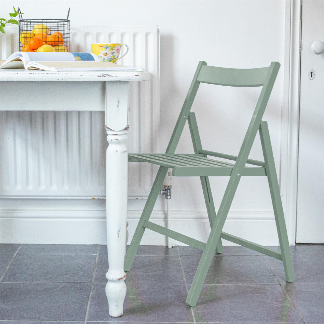 Sage Green Beech Wood Folding Chair