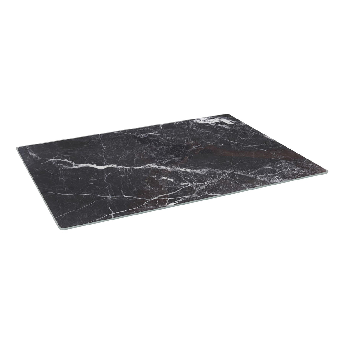 Black 40cm x 30cm Rectangular Marble-Effect Glass Chopping Board