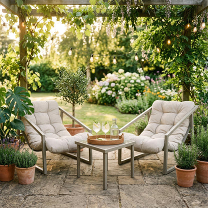 3 Piece Padded Patio Bistro Set - Beige