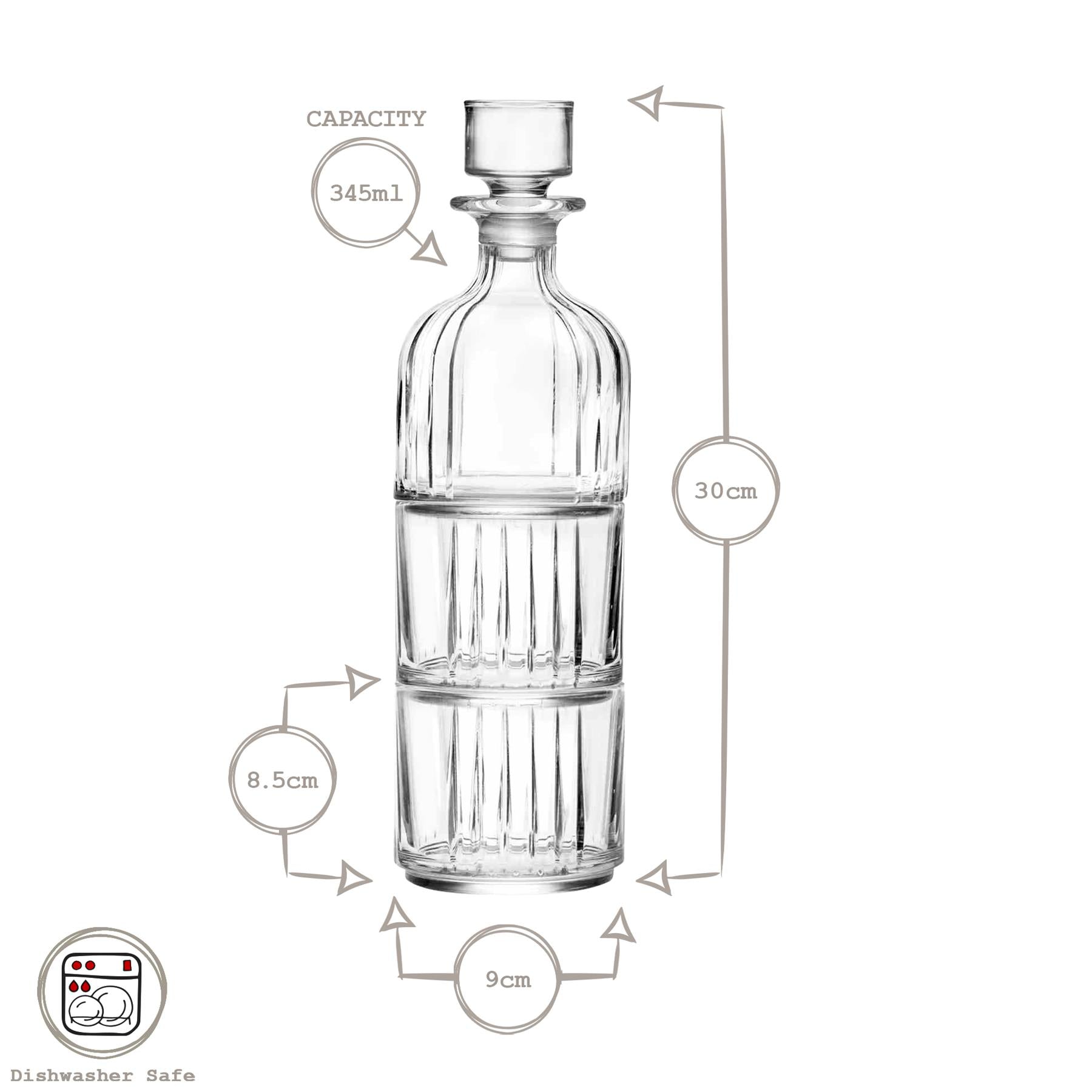 3 Piece 345ml Timeless Crystal Glass Whisky Decanter Set