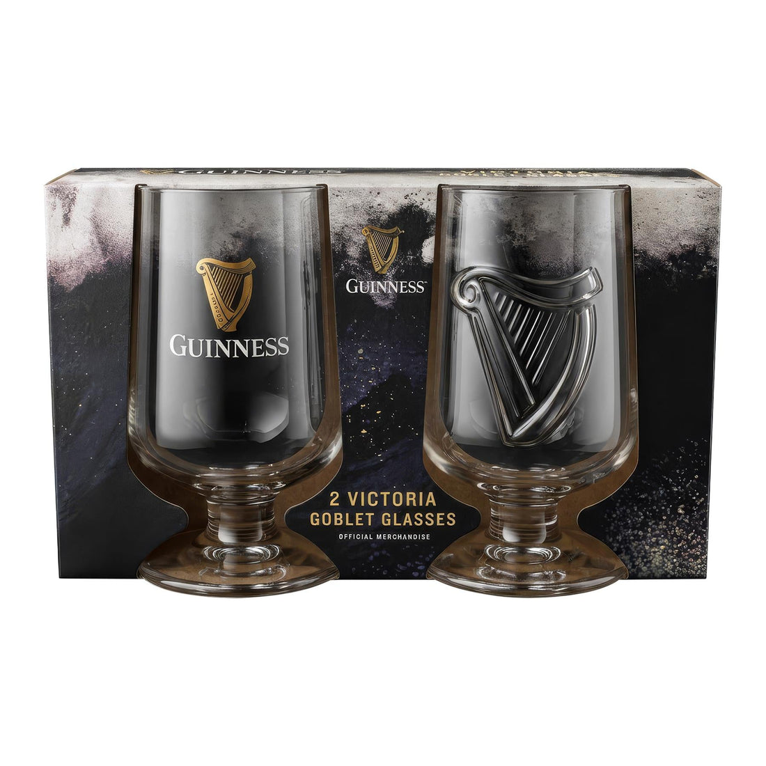 Guinness 2pc 420ml Embossed Glass Goblet Set