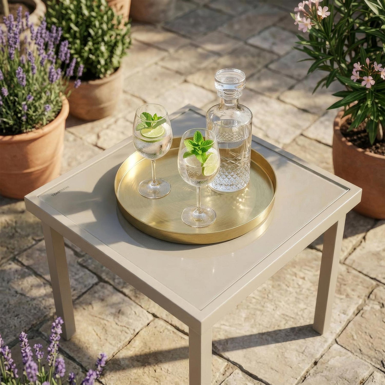 3 Piece Padded Patio Bistro Set - Beige