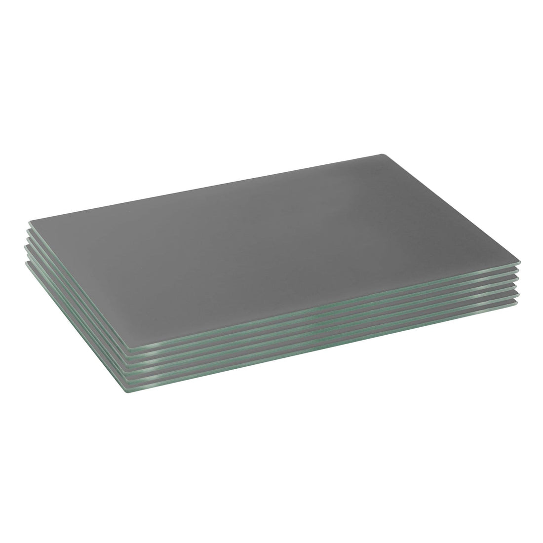 Grey 40cm x 30cm Rectangular Glass Placemats - Pack of 6