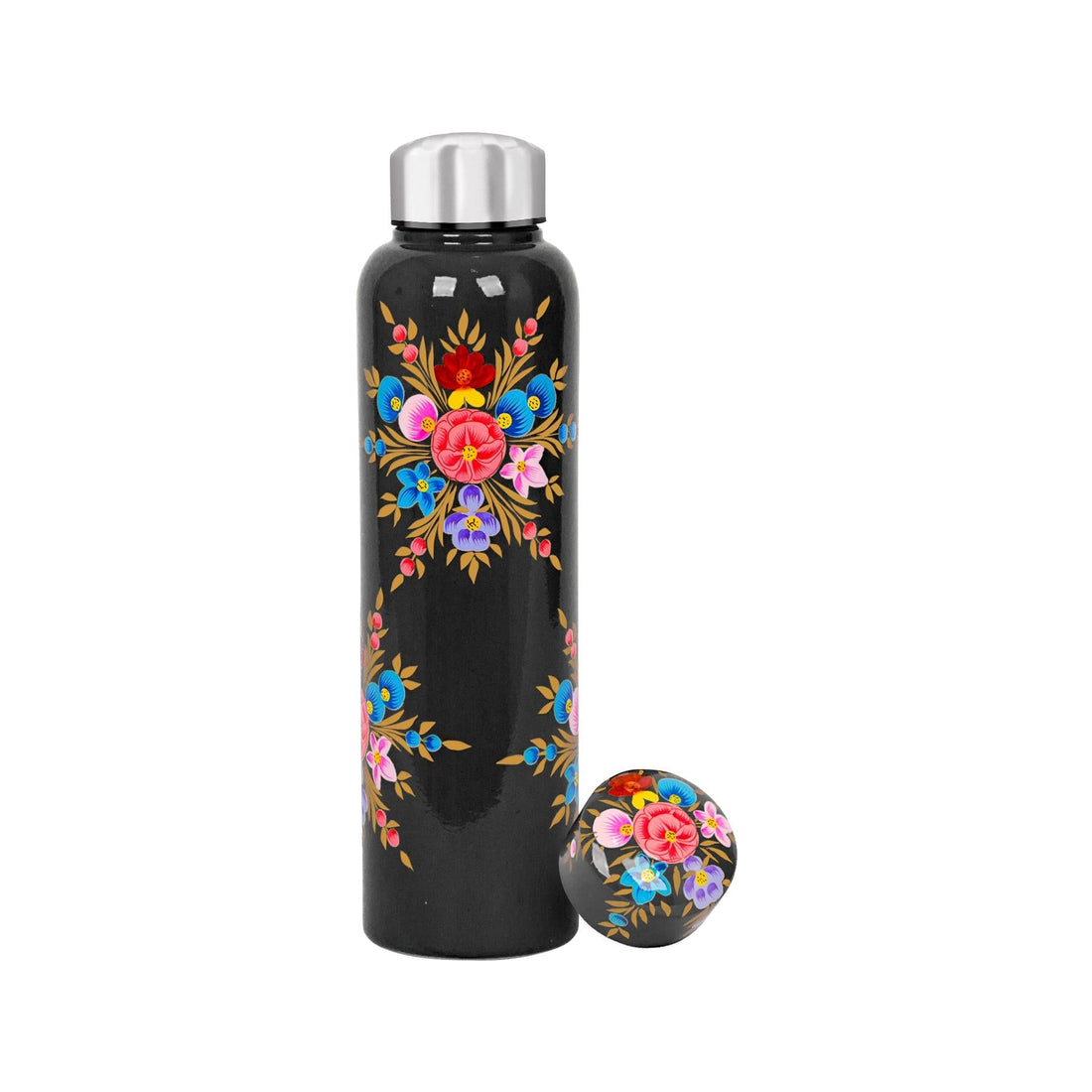 875ml Carbon Pansy Hand-Painted Picnic Water Bottle