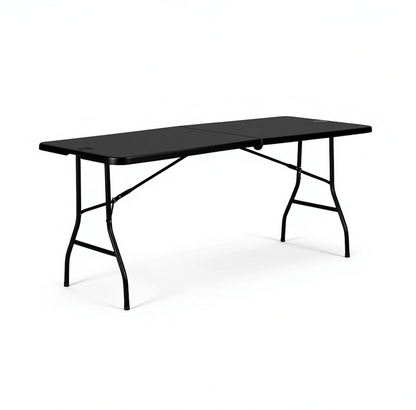 6ft Black Folding Trestle Table – Durable 180cm Plastic Table for Events &amp; Catering