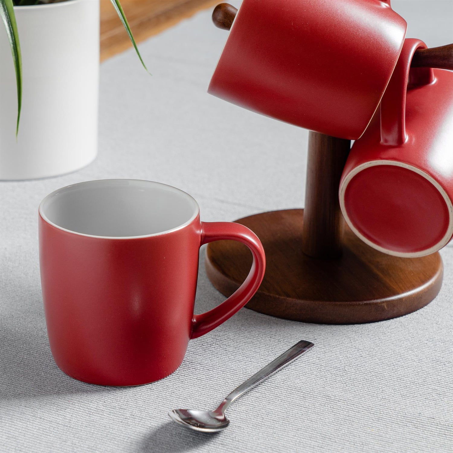 350ml Matt Red Coloured Coffee Mugs - Pack of Six