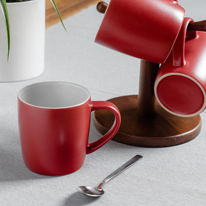 350ml Matt Red Coloured Coffee Mugs - Pack of Six