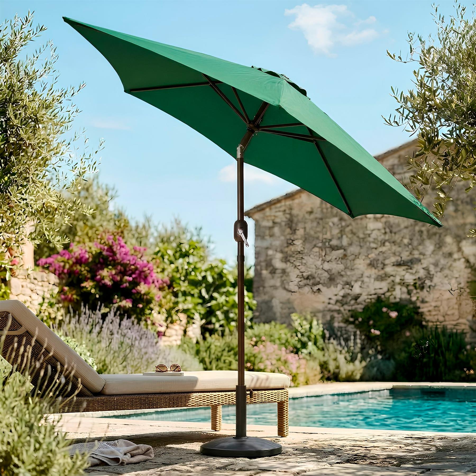 2.3M Tilting Garden Parasol - Green | Rinkit.com