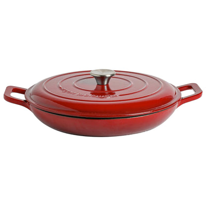 2.3L Red Ombre Cast Iron Shallow Casserole Dish