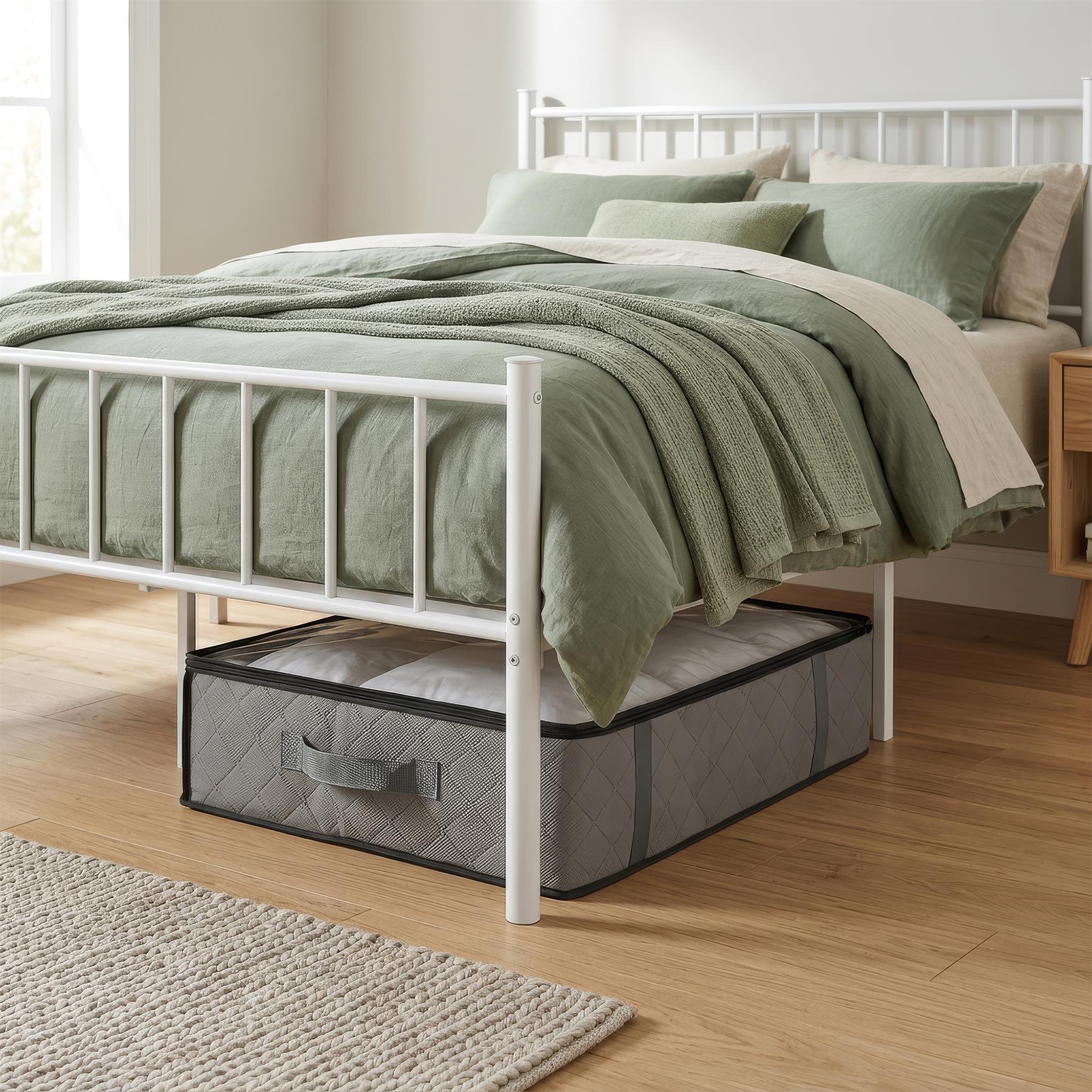Double Metal Bed Frame - 4ft 6" - White