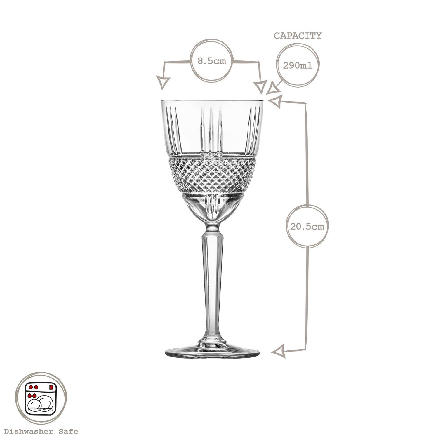 290ml Crystal Wine Glasses - Pack of Six - Downton Abbey