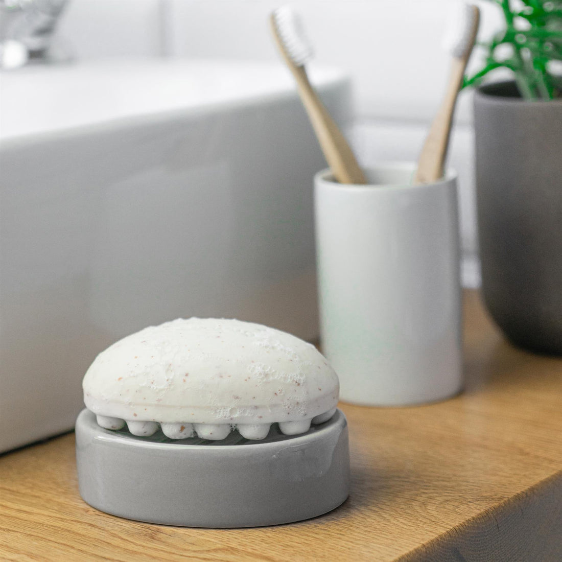 Grey Ceramic Soap Dish