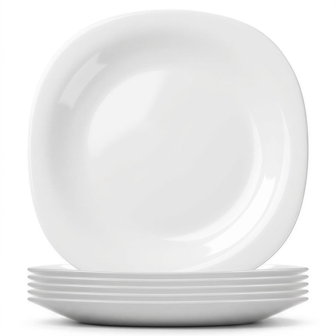 Square Opalware Dinner Plates - 26cm - White - Pack of 6