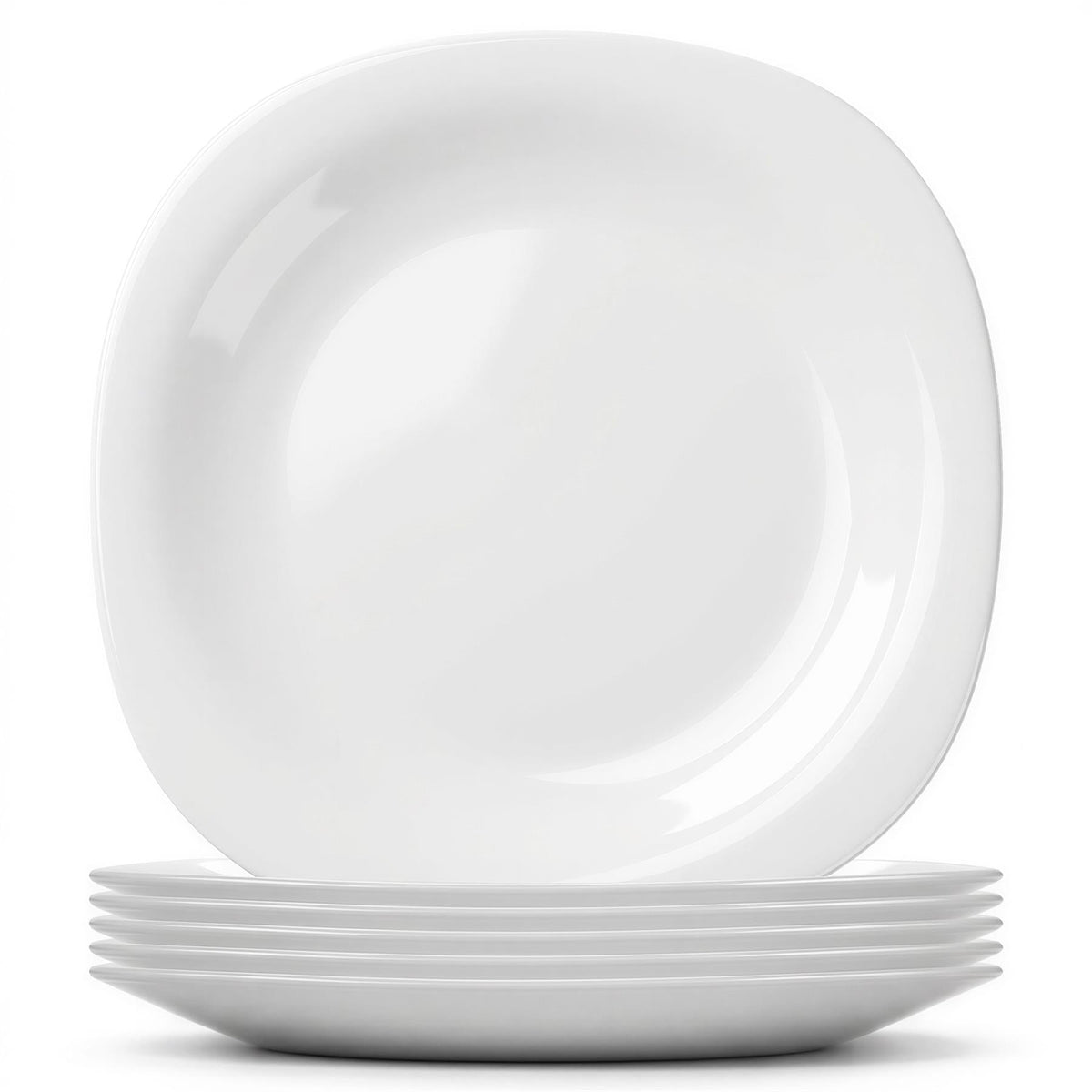 Square Opalware Dinner Plates - 26cm - White - Pack of 6