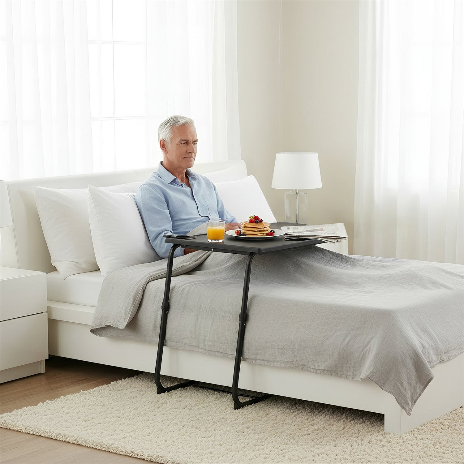 Height Adjustable Folding Laptop Table - Black