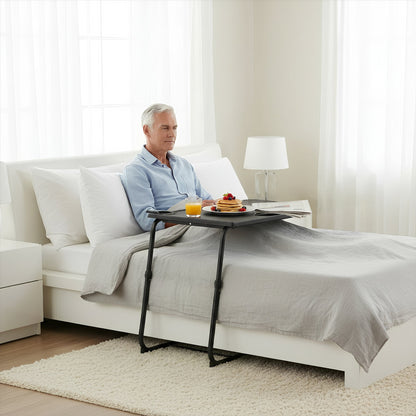 Height Adjustable Folding Laptop Table - Black