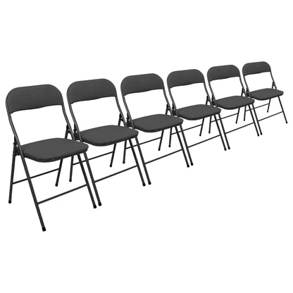 Black Fabric Padded Folding Chair - Pack of Six
