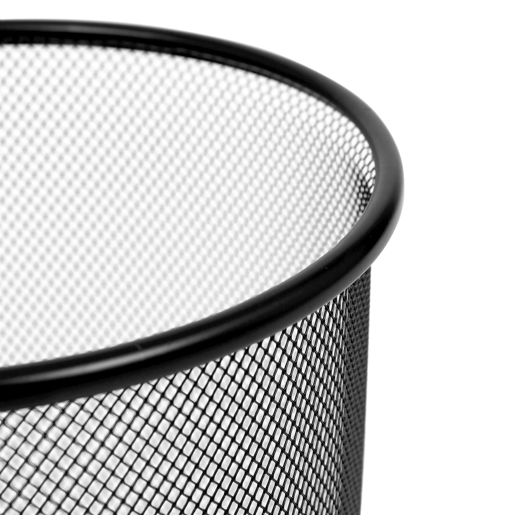 Round Metal Waste Paper Bin - Black
