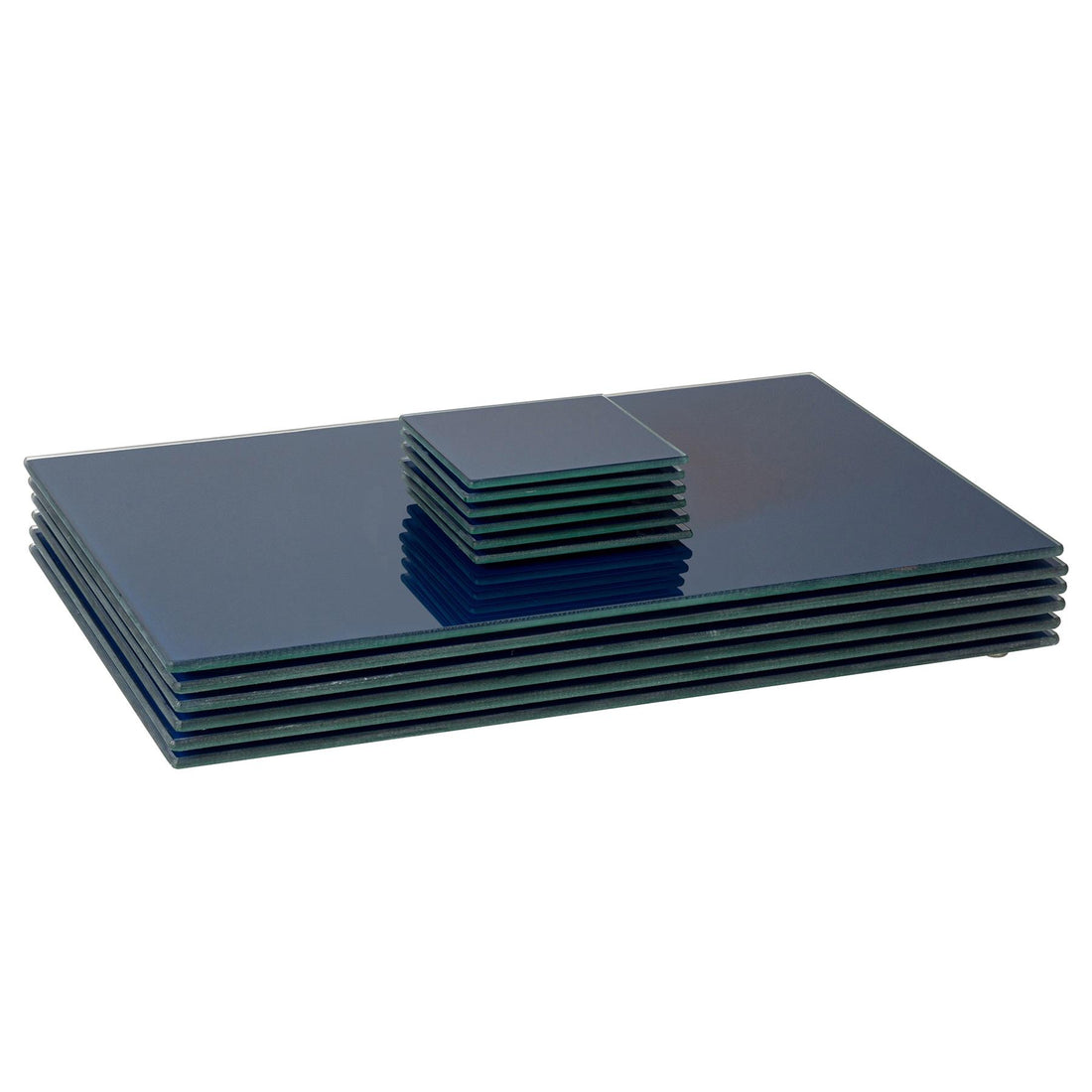 12pc 40cm x 30cm Blue Glass Placemats &amp; Coasters Set
