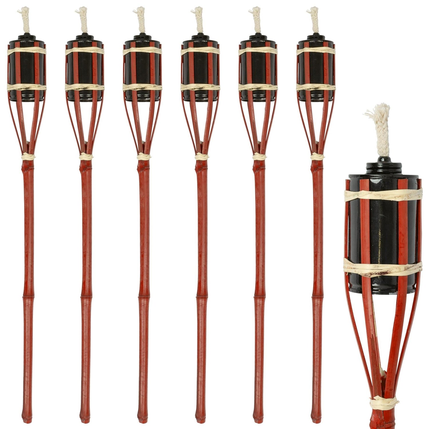Red Bamboo 60cm Garden Fire Torches - Pack of Six