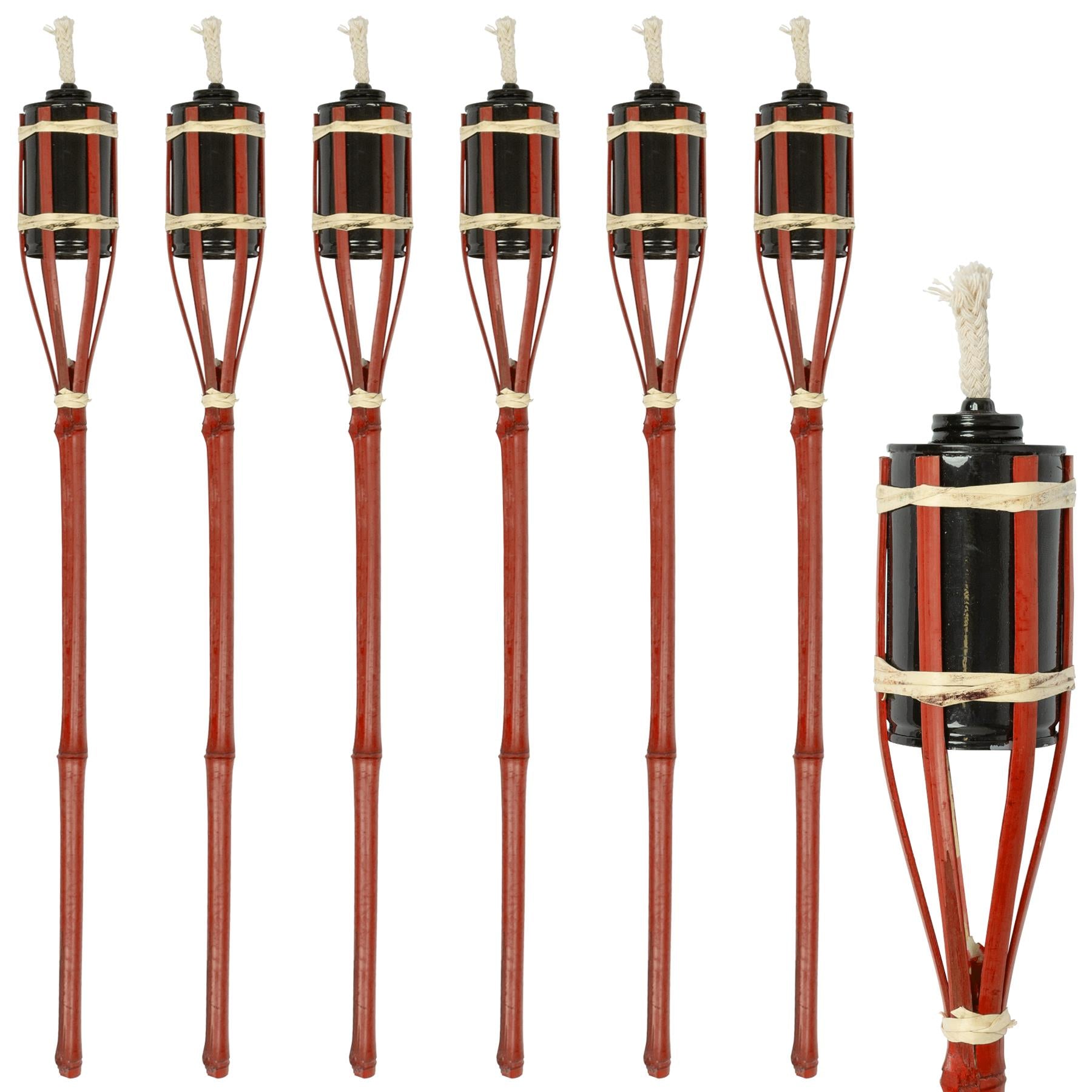 Red Bamboo 60cm Garden Fire Torches - Pack of Six